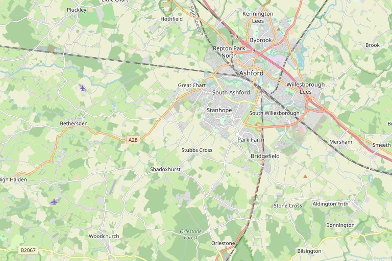 Map of Ashford and the surrounding area