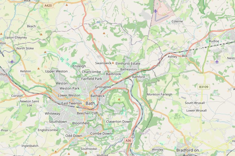 Map of Bath and the surrounding area