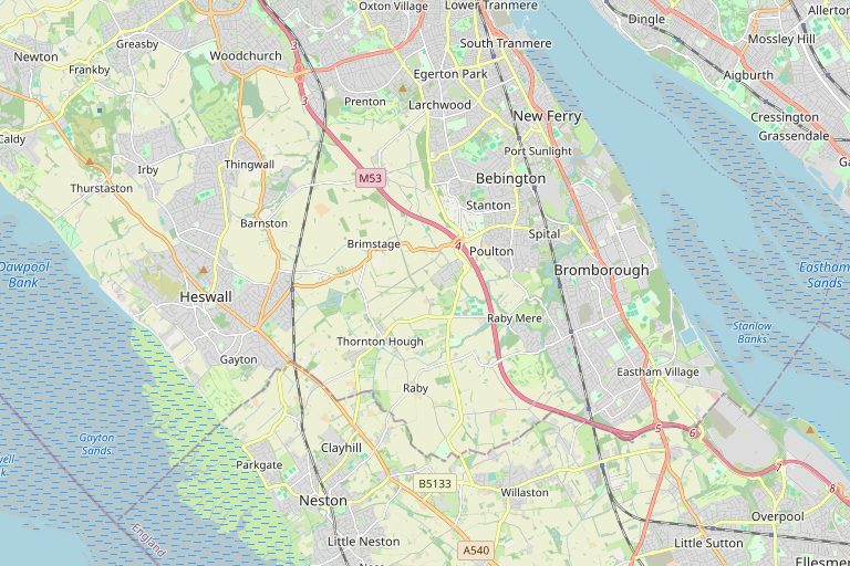 Map of Bebington and the surrounding area
