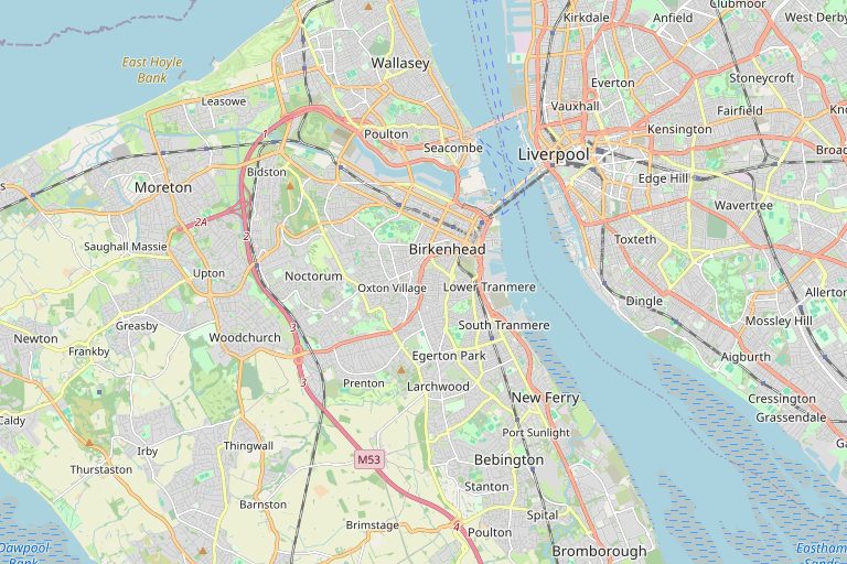 Map of Birkenhead and the surrounding area