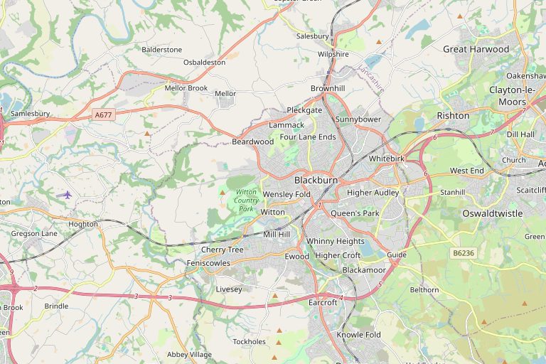 Map of Blackburn and the surrounding area