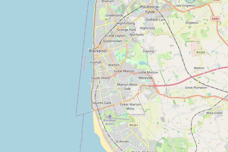 Map of Blackpool and the surrounding area
