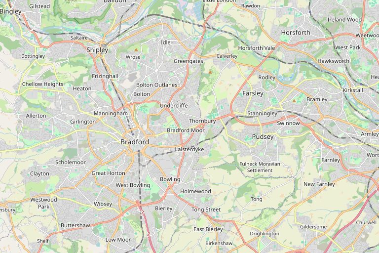 Map of Bradford and the surrounding area