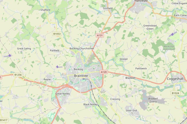 Map of Braintree and the surrounding area