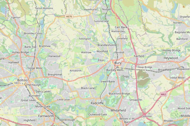 Map of Bury and the surrounding area