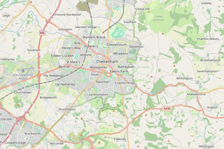 Map of Cheltenham and the surrounding area