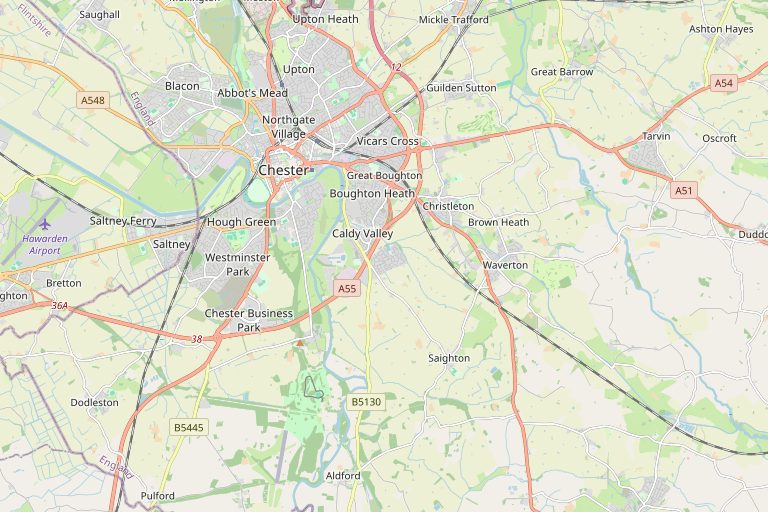 Map of Chester and the surrounding area