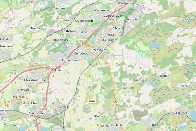 Map of Cumbernauld and the surrounding area