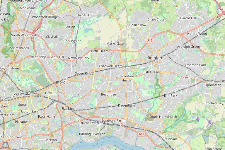 Map of Dagenham and the surrounding area