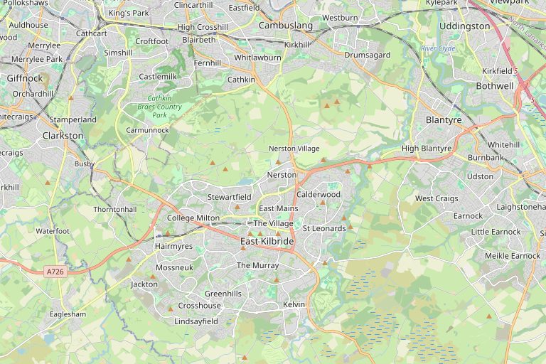 Map of East Kilbride and the surrounding area
