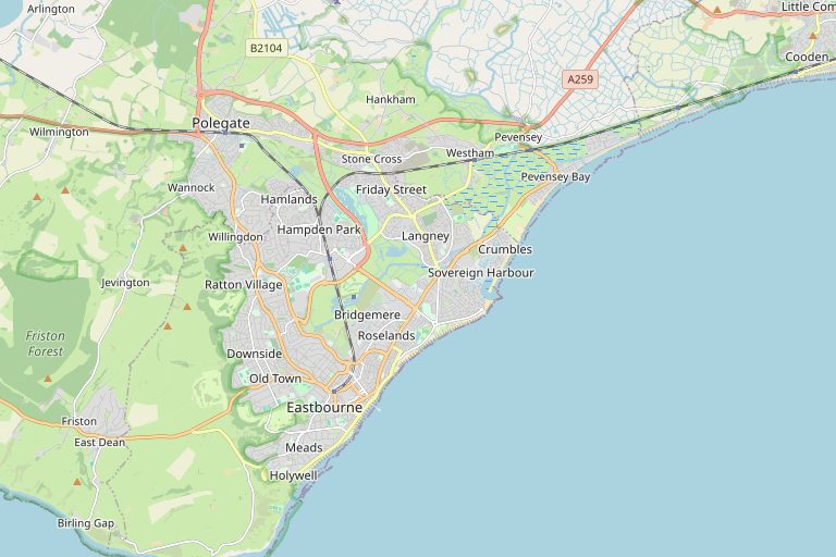 Map of Eastbourne and the surrounding area