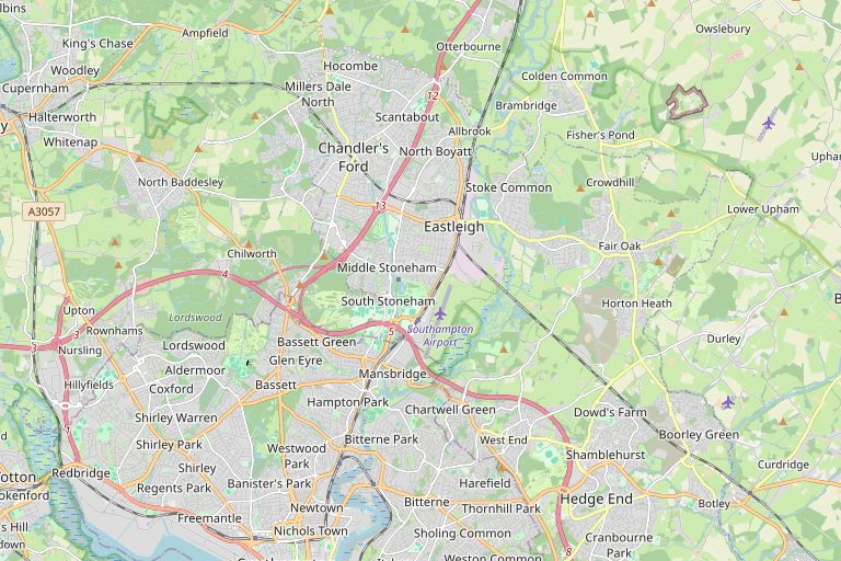 Map of Eastleigh and the surrounding area