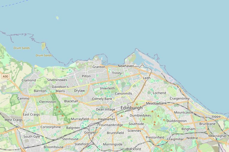 Map of Edinburgh and the surrounding area