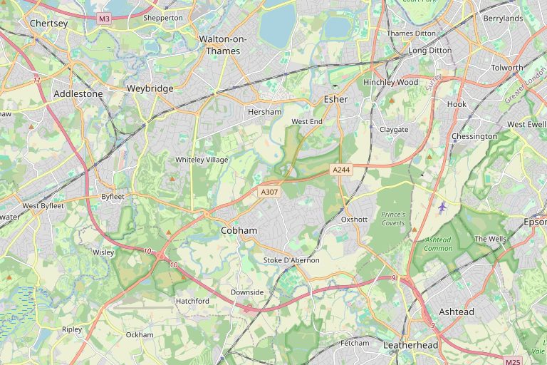 Map of Esher and the surrounding area