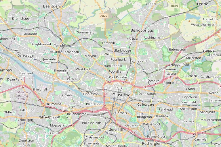 Map of Glasgow and the surrounding area