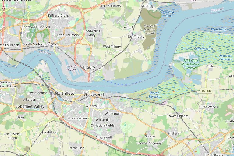 Map of Gravesend and the surrounding area
