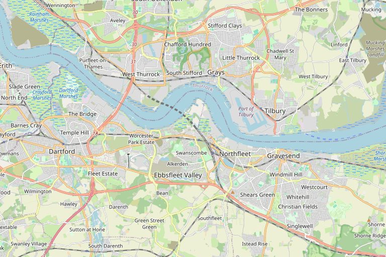 Map of Grays and the surrounding area