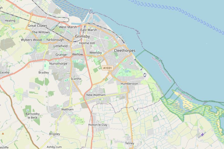 Map of Grimsby and the surrounding area