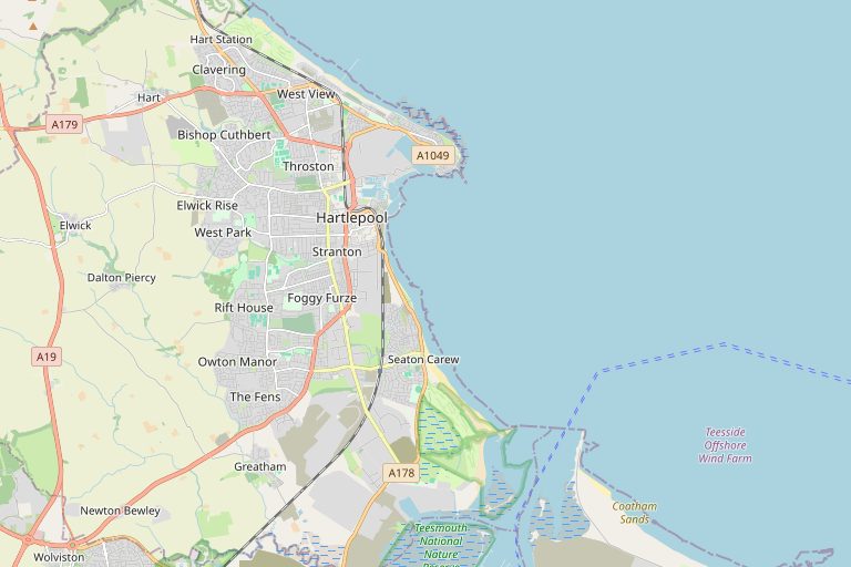 Map of Hartlepool and the surrounding area