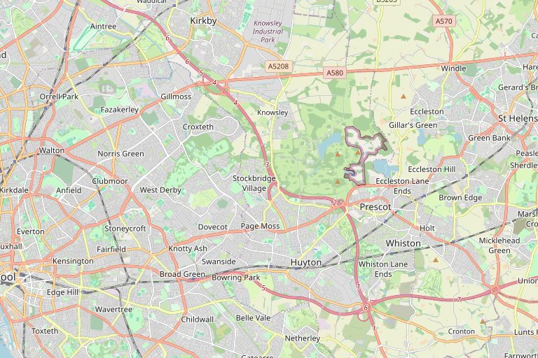 Map of Huyton and the surrounding area