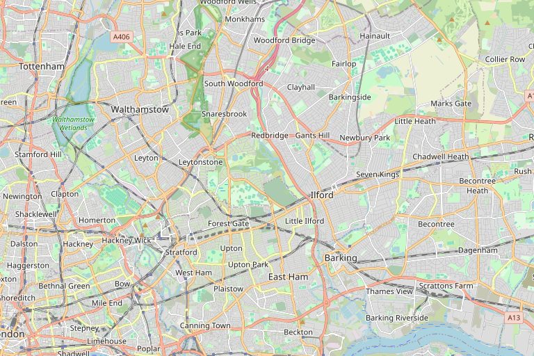 Map of Ilford and the surrounding area