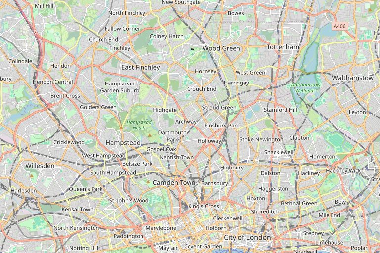 Map of Islington and the surrounding area