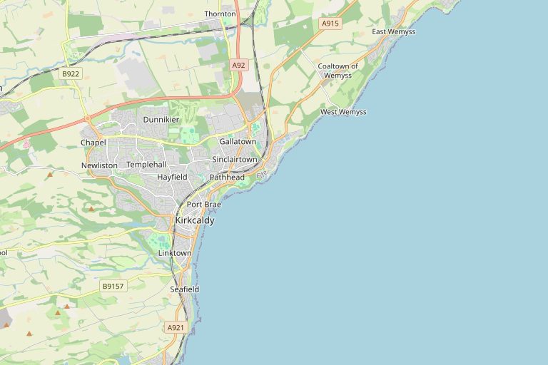 Map of Kirkcaldy and the surrounding area