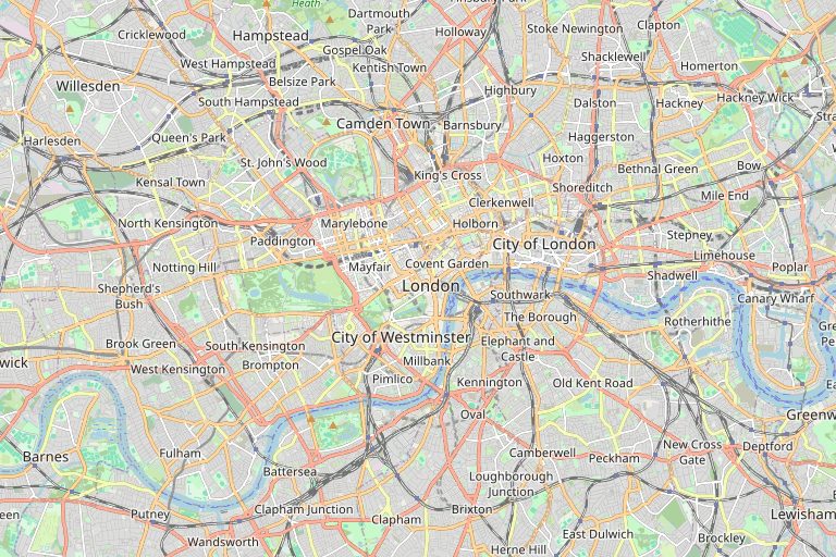 Map of London and the surrounding area