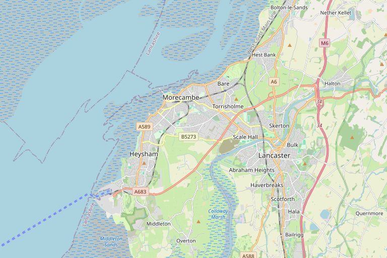 Map of Morecambe and the surrounding area
