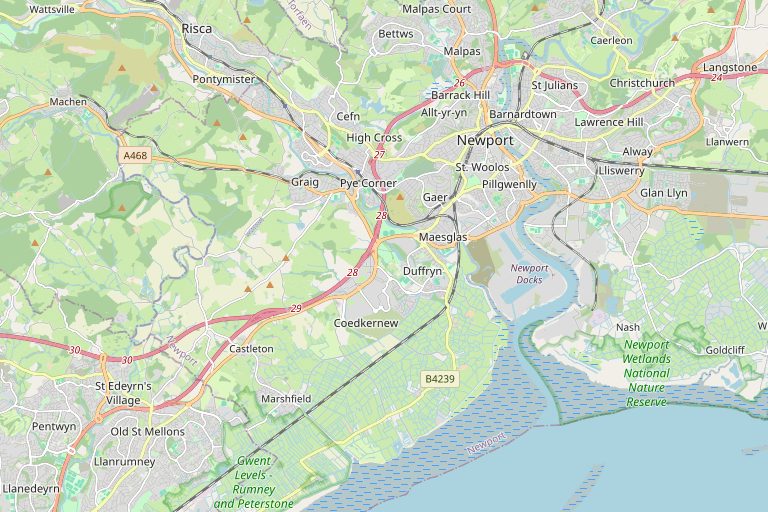 Map of Newport and the surrounding area
