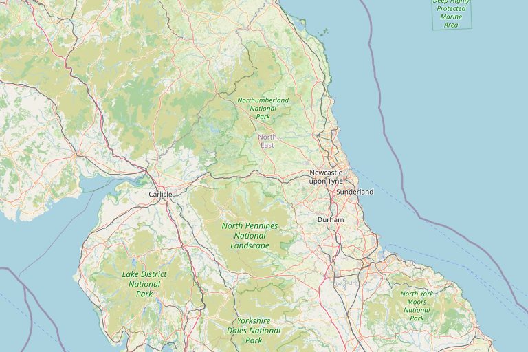 Map of North East showing the towns we cover