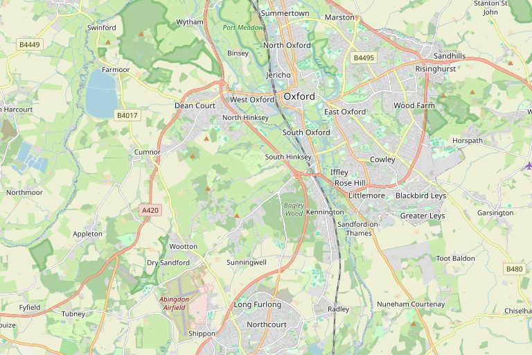 Map of Oxford and the surrounding area