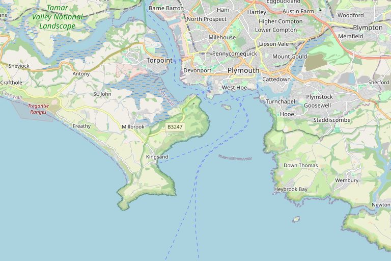 Map of Plymouth and the surrounding area