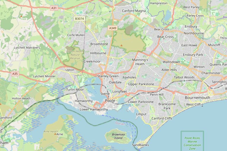 Map of Poole and the surrounding area