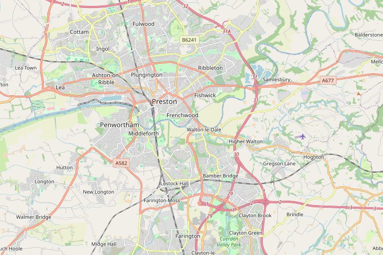 Map of Preston and the surrounding area