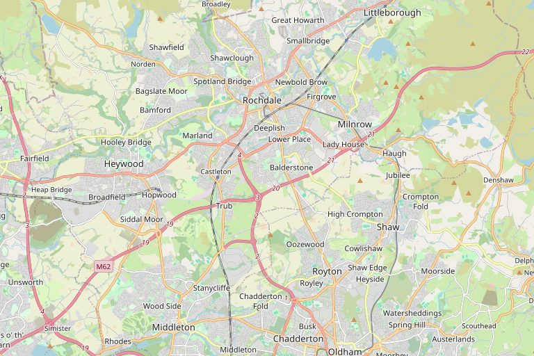 Map of Rochdale and the surrounding area