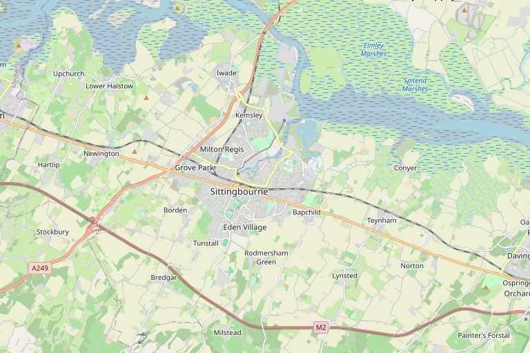 Map of Sittingbourne and the surrounding area