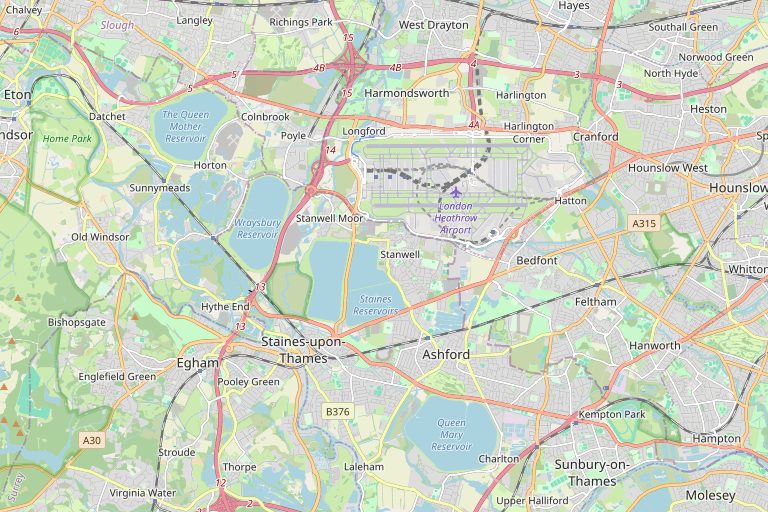 Map of Staines and the surrounding area