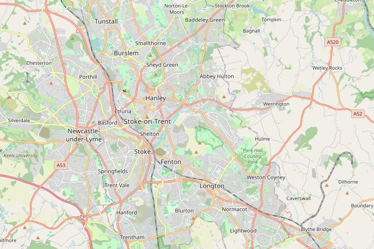 Map of Stoke-on-Trent and the surrounding area