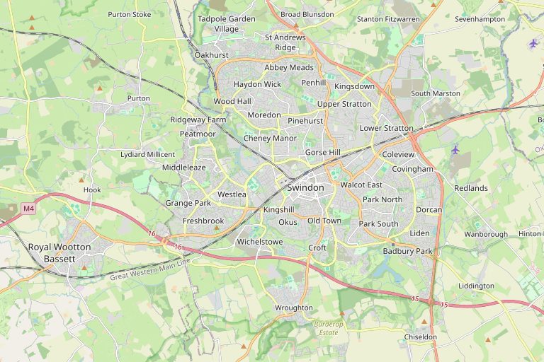 Map of Swindon and the surrounding area