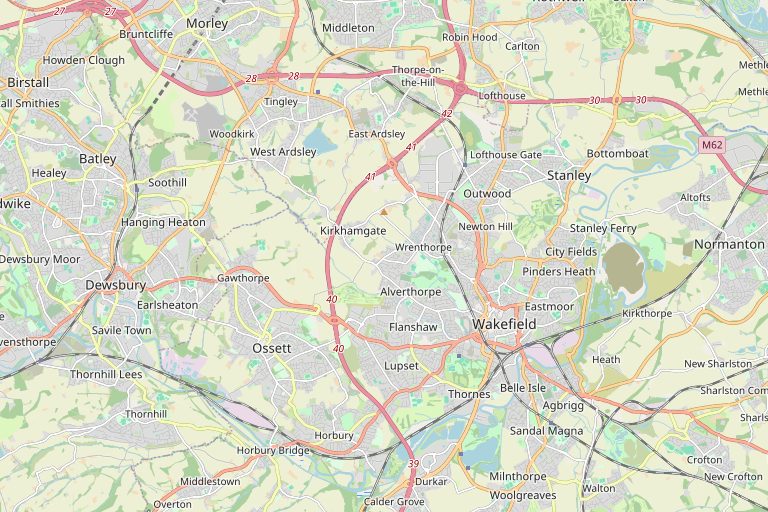 Map of Wakefield and the surrounding area