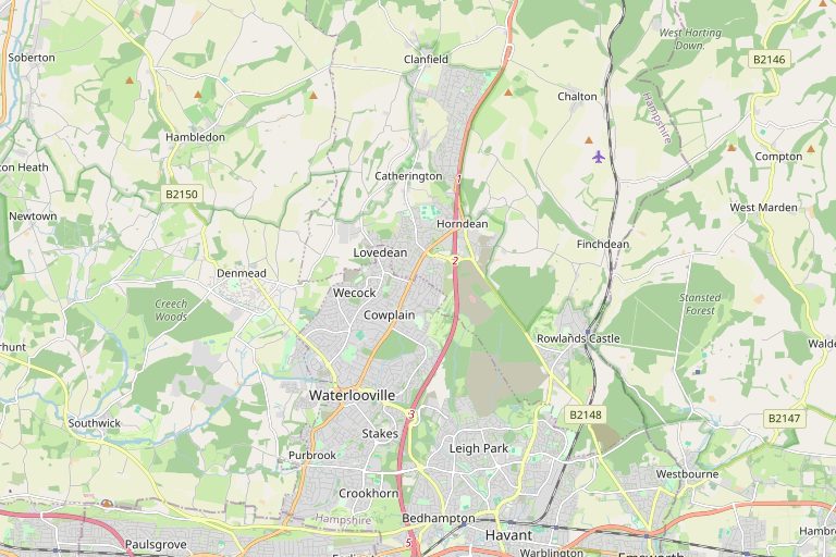 Map of Waterlooville and the surrounding area