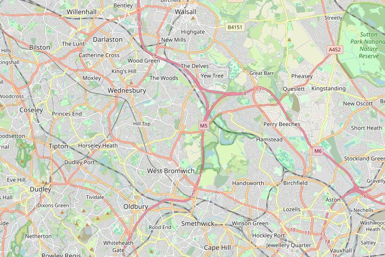 Map of West Bromwich and the surrounding area