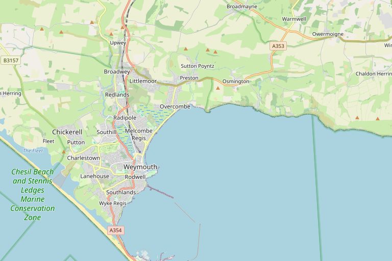 Map of Weymouth and the surrounding area
