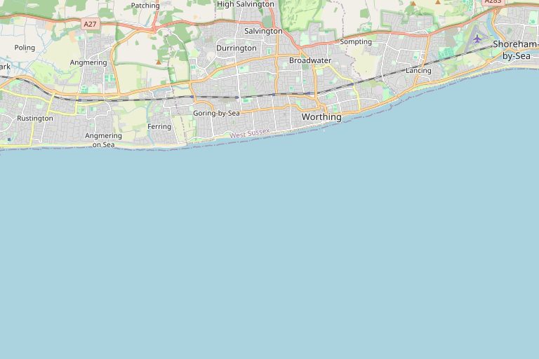 Map of Worthing and the surrounding area