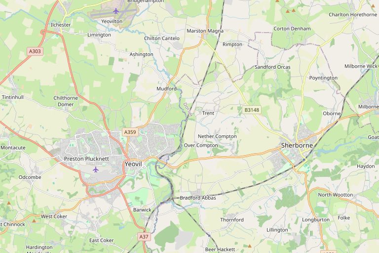 Map of Yeovil and the surrounding area